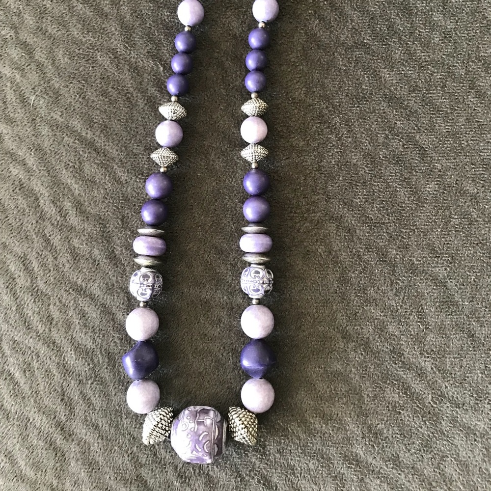 Necklace 16” Lavender and Silver